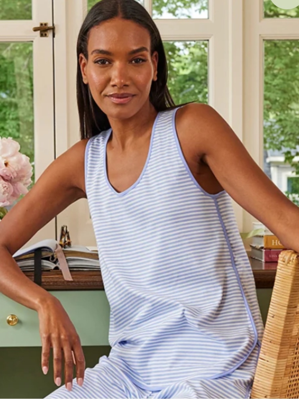 Striped Light Blue & White Pajama Tank - Women's Sleep Top